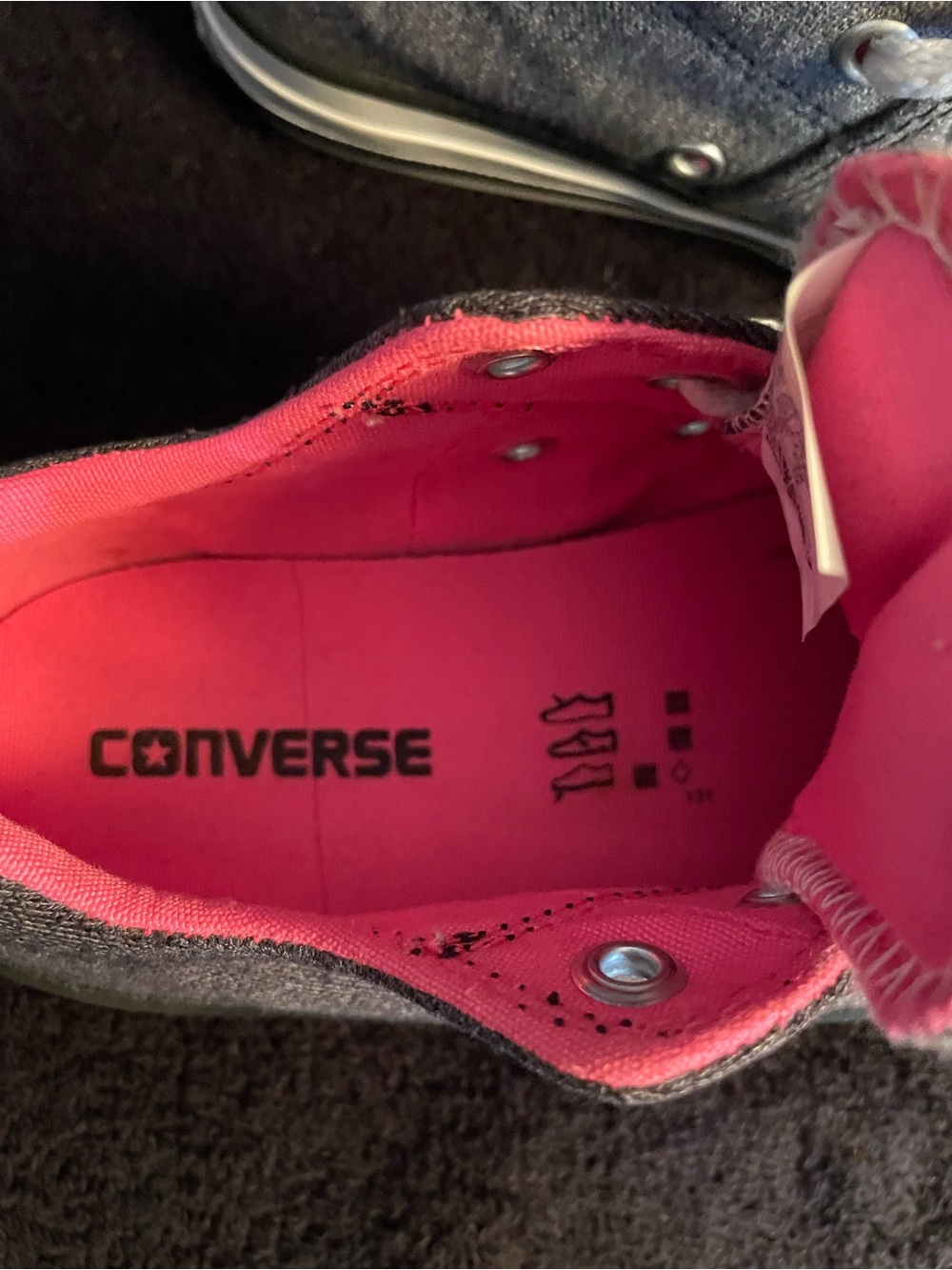 Converse All Star Kids Low Top Sneakers - Charcoal with Pink - Picture 7 of 8